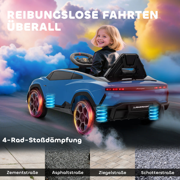 Kinder Elektroauto Lamborghini 12V mit Fernbedienung LED und Musik blau