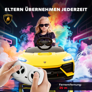 Kinder Elektroauto Lamborghini 12V mit Fernbedienung LED und Musik gelb