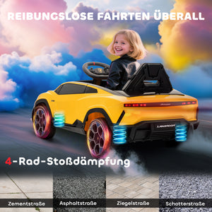 Kinder Elektroauto Lamborghini 12V mit Fernbedienung LED und Musik gelb