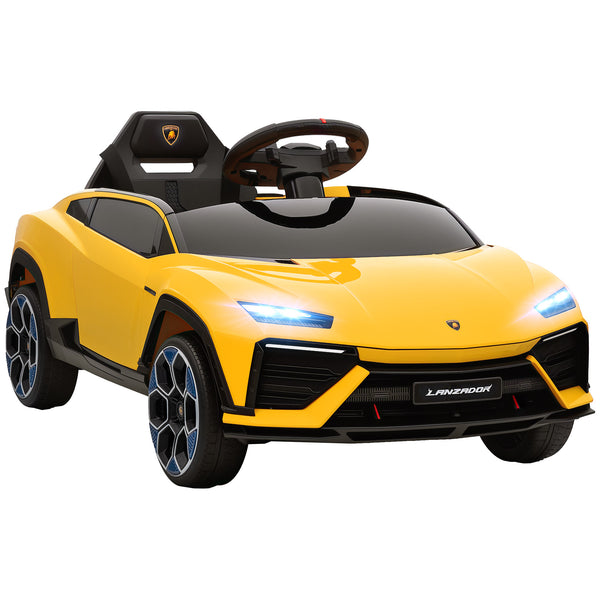 Kinder Elektroauto Lamborghini 12V mit Fernbedienung LED und Musik gelb