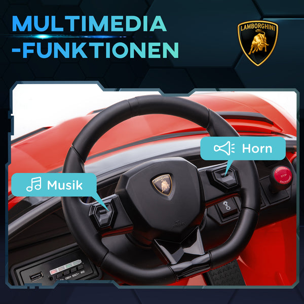 Kinderauto Elektroauto Lamborghini mit Flügeltüren Musik und Hupe 3-5 Jahre rot