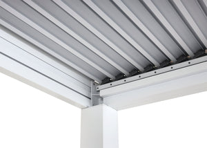 Lamellen Pergola Stanley Aluminium mit Lamellen Seitenwand 3x3m weiss
