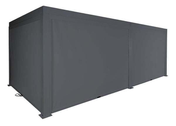Lamellen Pergola Stanley Alu mit 6 Seitenwänden Rollo 3x6m anthrazit