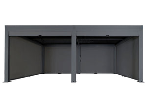 Lamellen Pergola Stanley Alu mit 6 Seitenwänden Rollo 3x6m anthrazit