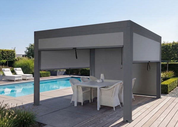 Lamellen Pergola Stanley Gartenpavillon Alu Seitenwand 3x4m anthrazit