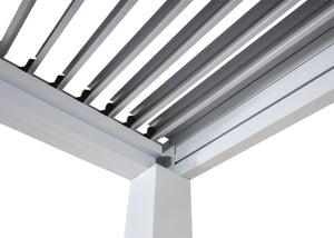Lamellen Pergola Stanley Aluminium mit Lamellendach Regenrinne 3x3m weiss
