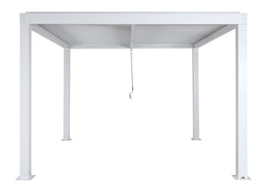 Lamellen Pergola Stanley Aluminium mit Lamellendach Regenrinne 3x3m weiss