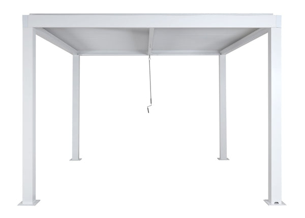 Lamellen Pergola Stanley Aluminium mit Lamellendach Regenrinne 3x3m weiss