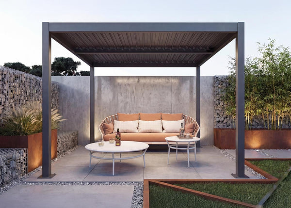 Lamellen-Pergola Stanley Aluminium mit Regenrinne 3x4m anthrazit