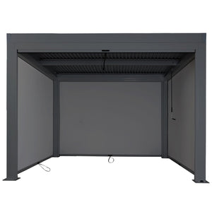 Lamellen Pergola Stanley Aluminium mit Seitenwand und Lamellen-Rollo 3x3m anthrazit