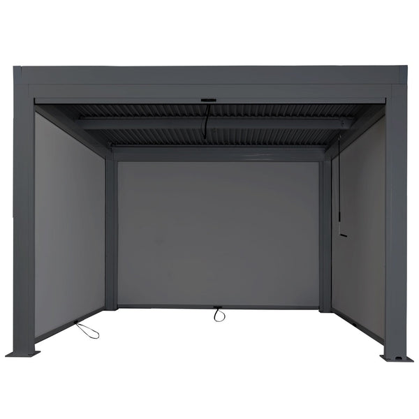 Lamellen Pergola Stanley Aluminium mit Seitenwand und Lamellen-Rollo 3x3m anthrazit