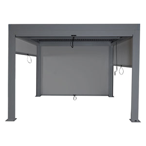 Lamellen Pergola Stanley Aluminium mit Seitenwand und Lamellen-Rollo 3x3m anthrazit
