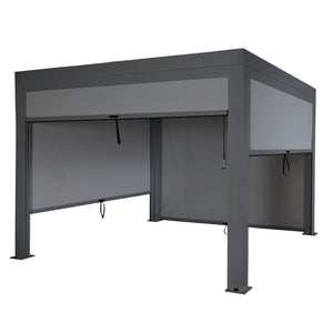 Lamellen Pergola Stanley Aluminium mit Seitenwand und Lamellen-Rollo 3x3m anthrazit
