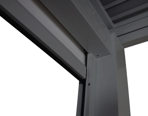Lamellen Pergola Stanley Aluminium mit Seitenwand und Rollo 3x4m anthrazit