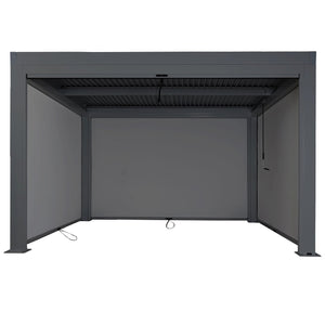Lamellen Pergola Stanley Aluminium mit Seitenwand und Rollo 3x4m anthrazit