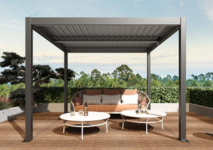 Lamellen-Pavillon 3x4m aus Aluminium, anthrazit, sturmfest