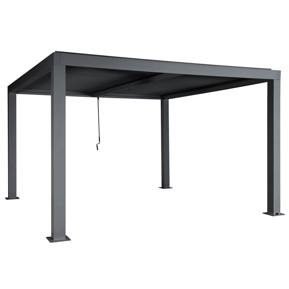 Lamellen-Pavillon 3x4m aus Aluminium, anthrazit, sturmfest