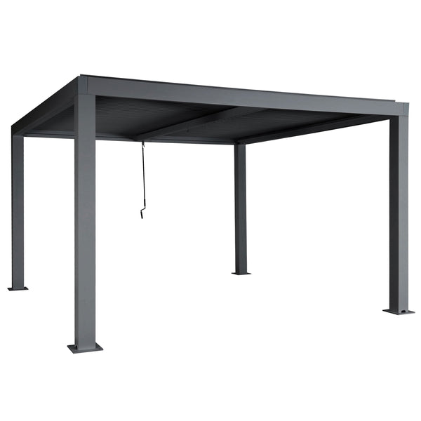 Lamellen-Pavillon 3x4m aus Aluminium, anthrazit, sturmfest