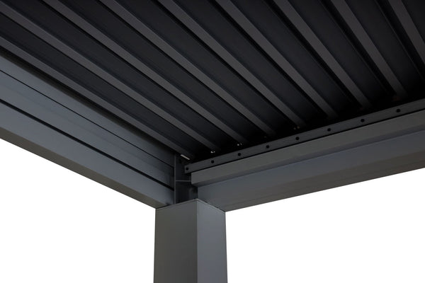 Lamellen-Pavillon 3x4m aus Aluminium, anthrazit, sturmfest