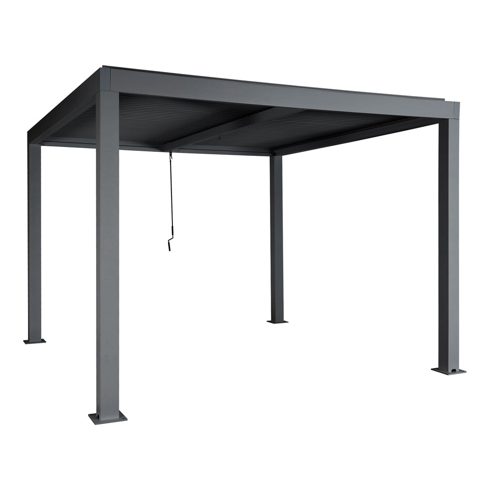 Lamellen-Pergola 3x3m aus Aluminium mit Regenrinne anthrazit
