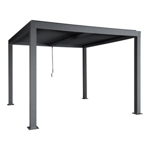 Lamellen-Pergola 3x3m aus Aluminium mit Regenrinne anthrazit