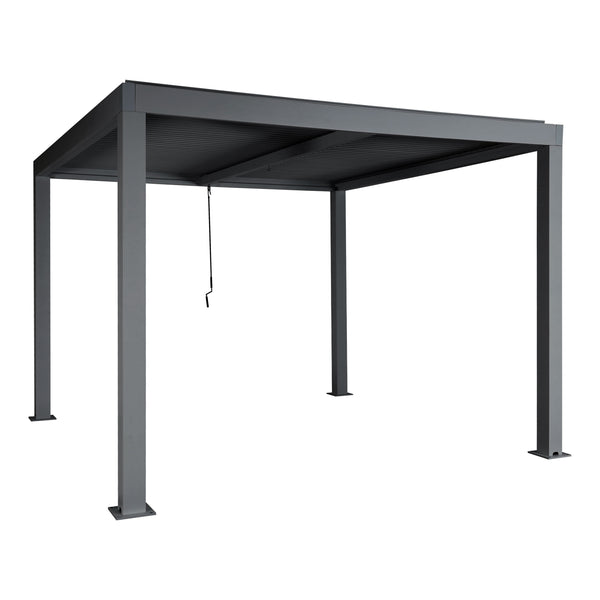 Lamellen-Pergola 3x3m aus Aluminium mit Regenrinne anthrazit