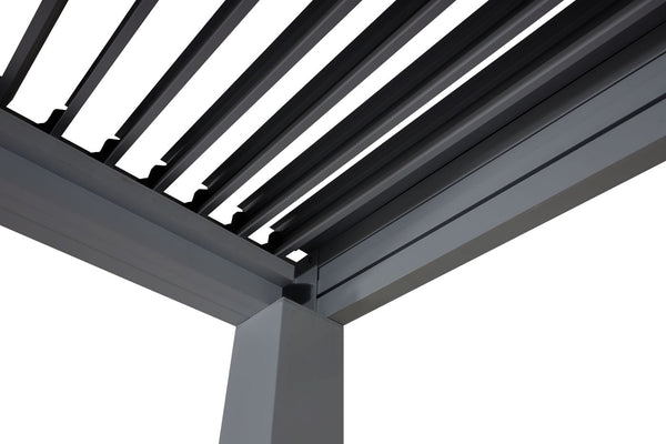 Lamellen-Pergola 3x3m aus Aluminium mit Regenrinne anthrazit
