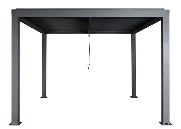 Lamellen-Pergola 3x3m aus Aluminium mit Regenrinne anthrazit