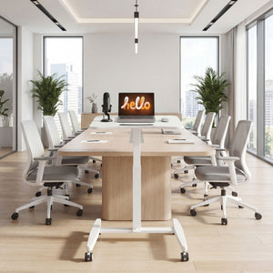 Laptoptisch Stehschreibtisch höhenverstellbar mit Rollen und neigbarer Platte weiss