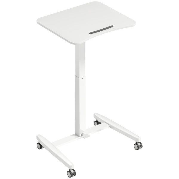 Laptoptisch Stehschreibtisch höhenverstellbar mit Rollen und neigbarer Platte weiss