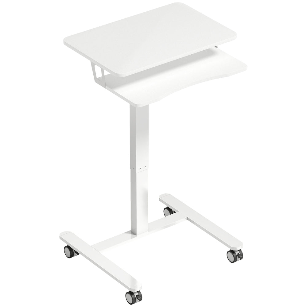 Laptoptisch Stehschreibtisch höhenverstellbar rollbar mit Tastaturablage weiss