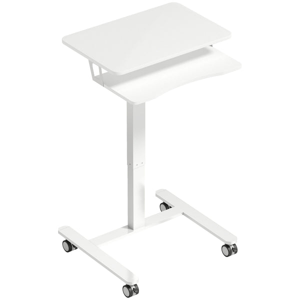 Laptoptisch Stehschreibtisch höhenverstellbar rollbar mit Tastaturablage weiss