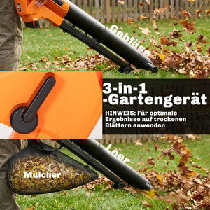 Laubbläser Laubsauger elektrisch 3-in-1 mit Rädern 3000W