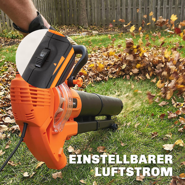 Laubbläser Laubsauger elektrisch 3-in-1 mit Rädern 3000W