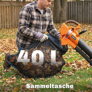 Laubbläser Laubsauger elektrisch 3-in-1 mit Rädern 3000W