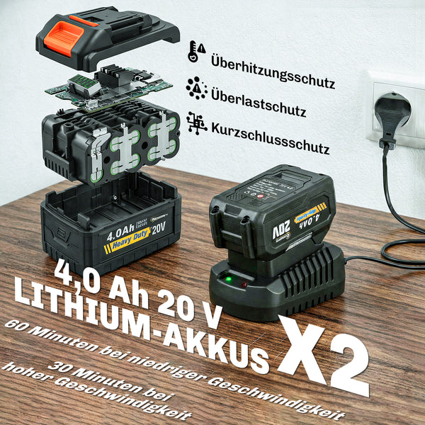 Laubsauger Laubbläser Akku kabellos mit 2 Akkus und Ladegerät