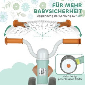 Laufrad ohne Pedale mit 3 Rädern für Kleinkinder ab 1 Jahr grün