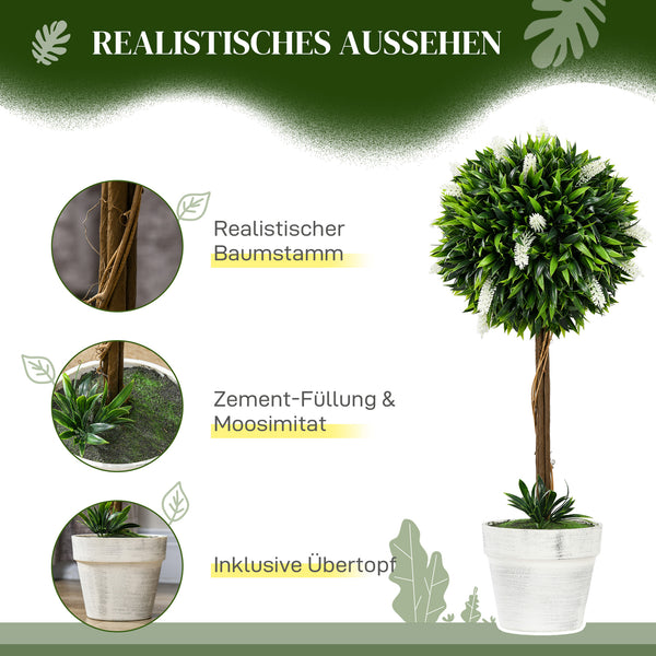 Lavendel künstlich im Topf 2er Set 60cm weiss