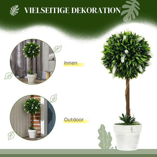 Lavendel künstlich im Topf 2er Set 60cm weiss