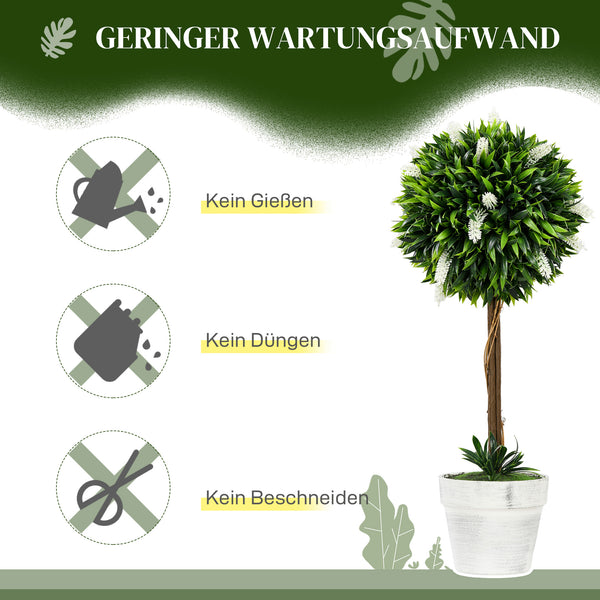 Lavendel künstlich im Topf 2er Set 60cm weiss