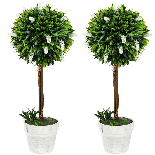 Lavendel künstlich im Topf 2er Set 60cm weiss
