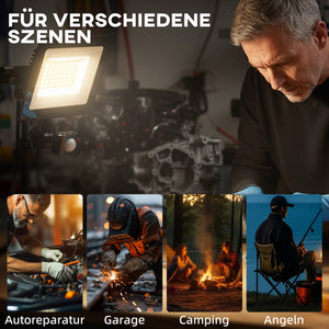 LED Arbeitslampe verstellbar mit 3 Modi und Bewegungsmelder 2x 50W Aluminium schwarz