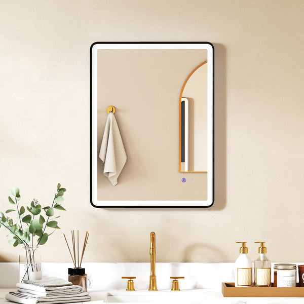 LED Badezimmerspiegel dimmbar Anti-Beschlag 80x60cm schwarz