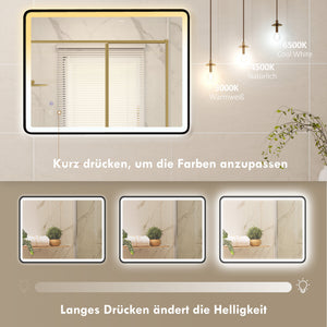 LED Badezimmerspiegel dimmbar Anti-Beschlag 80x60cm schwarz