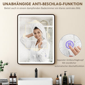 LED Badezimmerspiegel dimmbar Anti-Beschlag 80x60cm schwarz