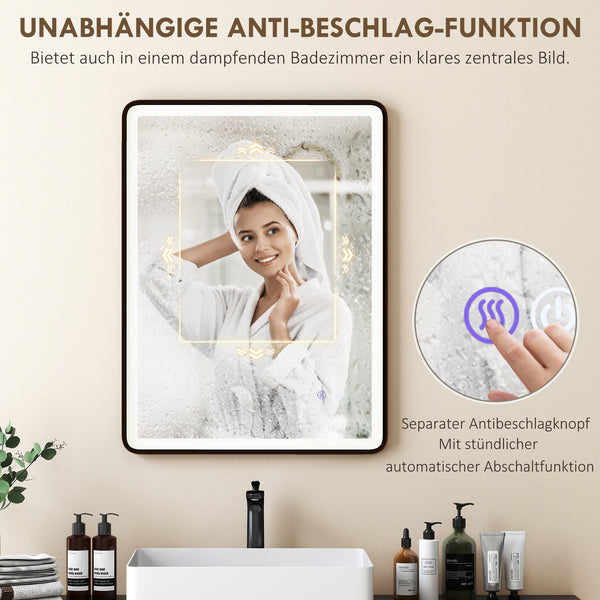 LED Badezimmerspiegel dimmbar Anti-Beschlag 80x60cm schwarz