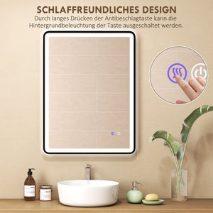 LED Badezimmerspiegel dimmbar Anti-Beschlag 80x60cm schwarz