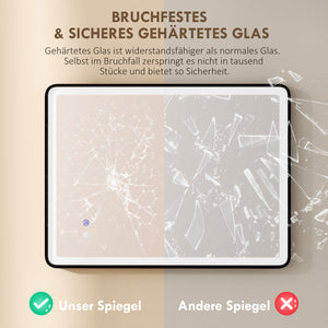 LED Badezimmerspiegel dimmbar Anti-Beschlag 80x60cm schwarz