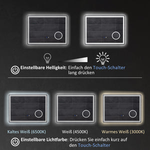 LED Badezimmerspiegel beleuchtet mit Touch Antibeschlag Vergrösserung