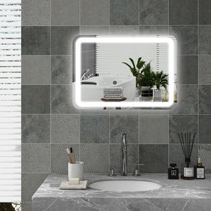 LED Badspiegel 50x70cm Touch-Schalter Anti-Beschlag Silber
